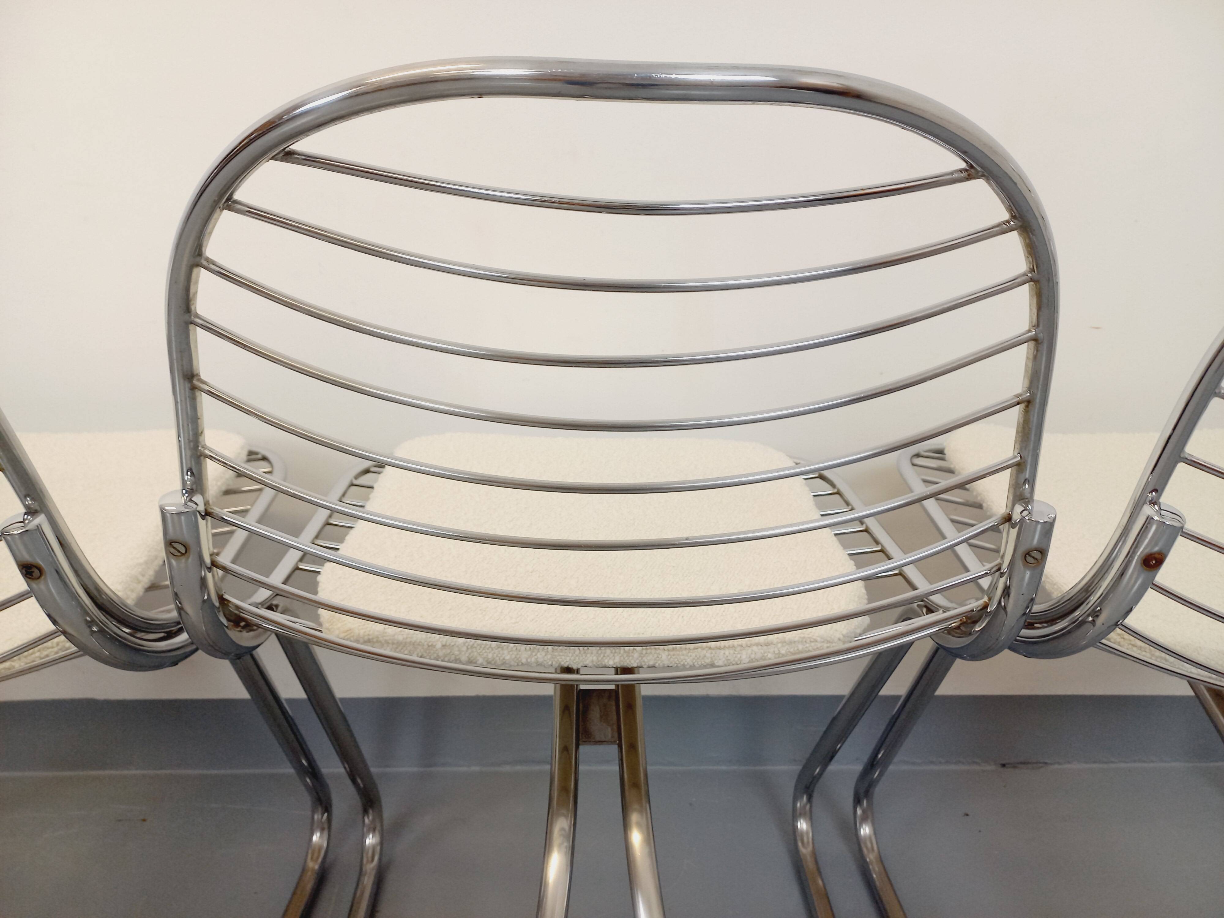 Set of 4 vintage Italian Gastone Rinaldi style chairs in chrome metal