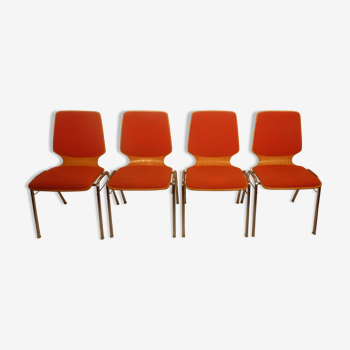 Set de 4 chaises thermoformées années 70
