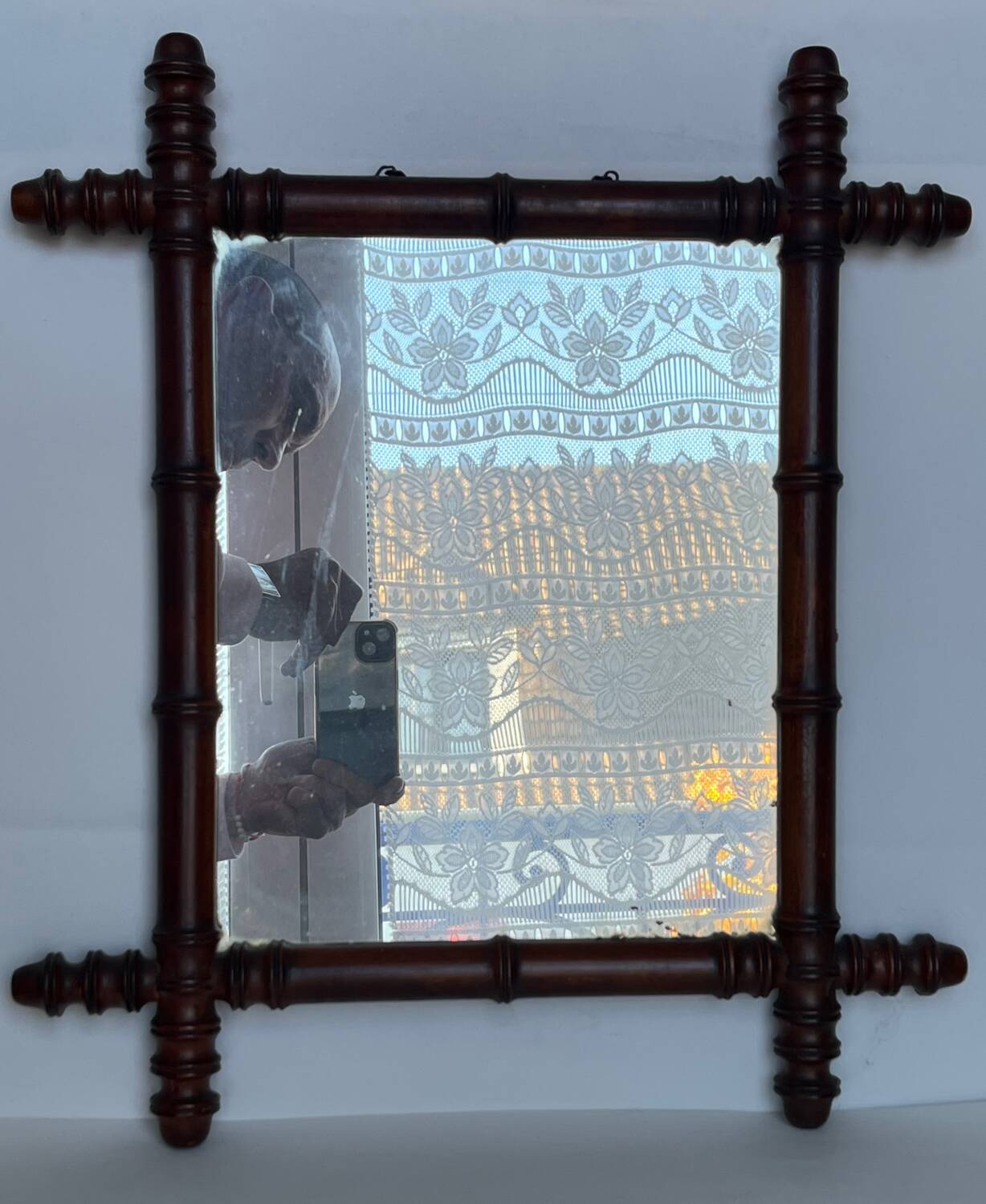Vintage mirror bamboo frame 49 x 42 cm