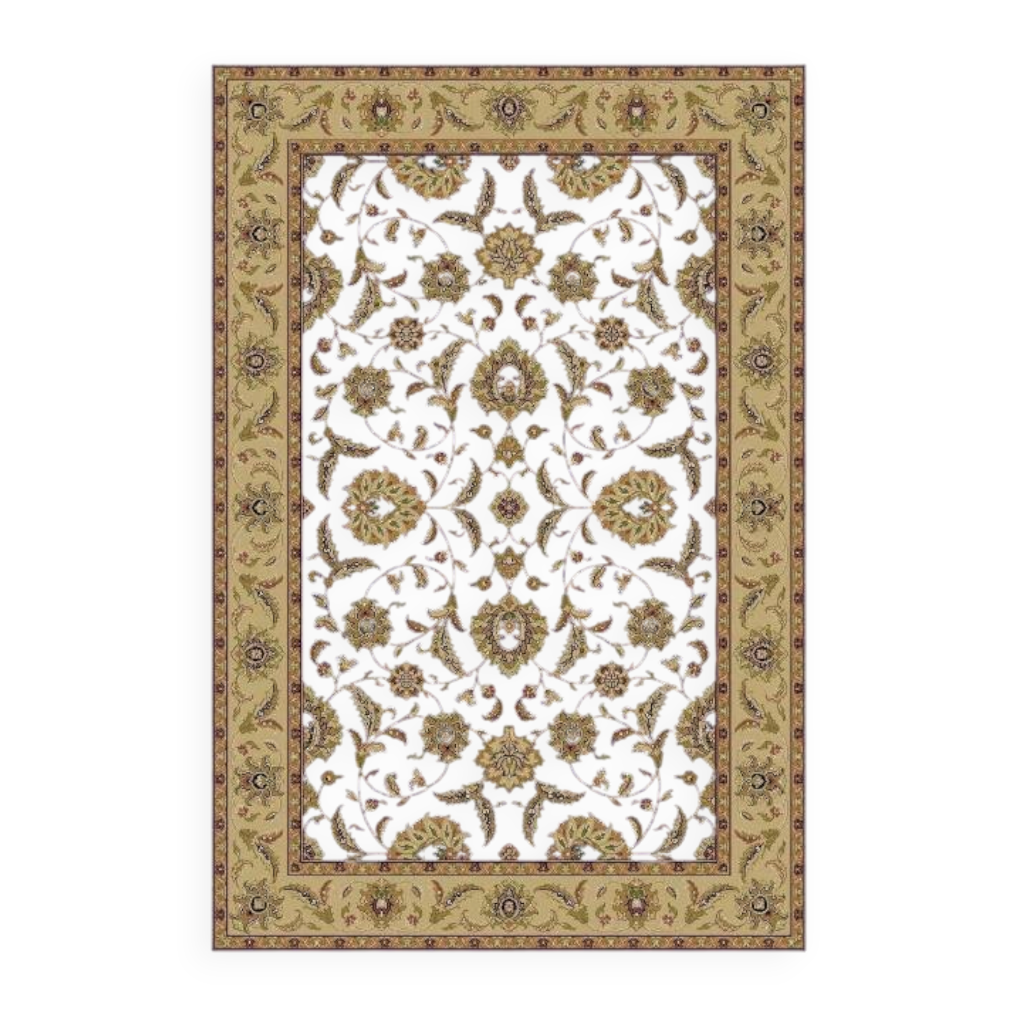 Classic Navy Blue and Gold Rug with a Refined Floral Design
