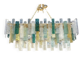 Monumental Rectangular Strip “Listelli” Murano Glass Chandelier by Simoeng