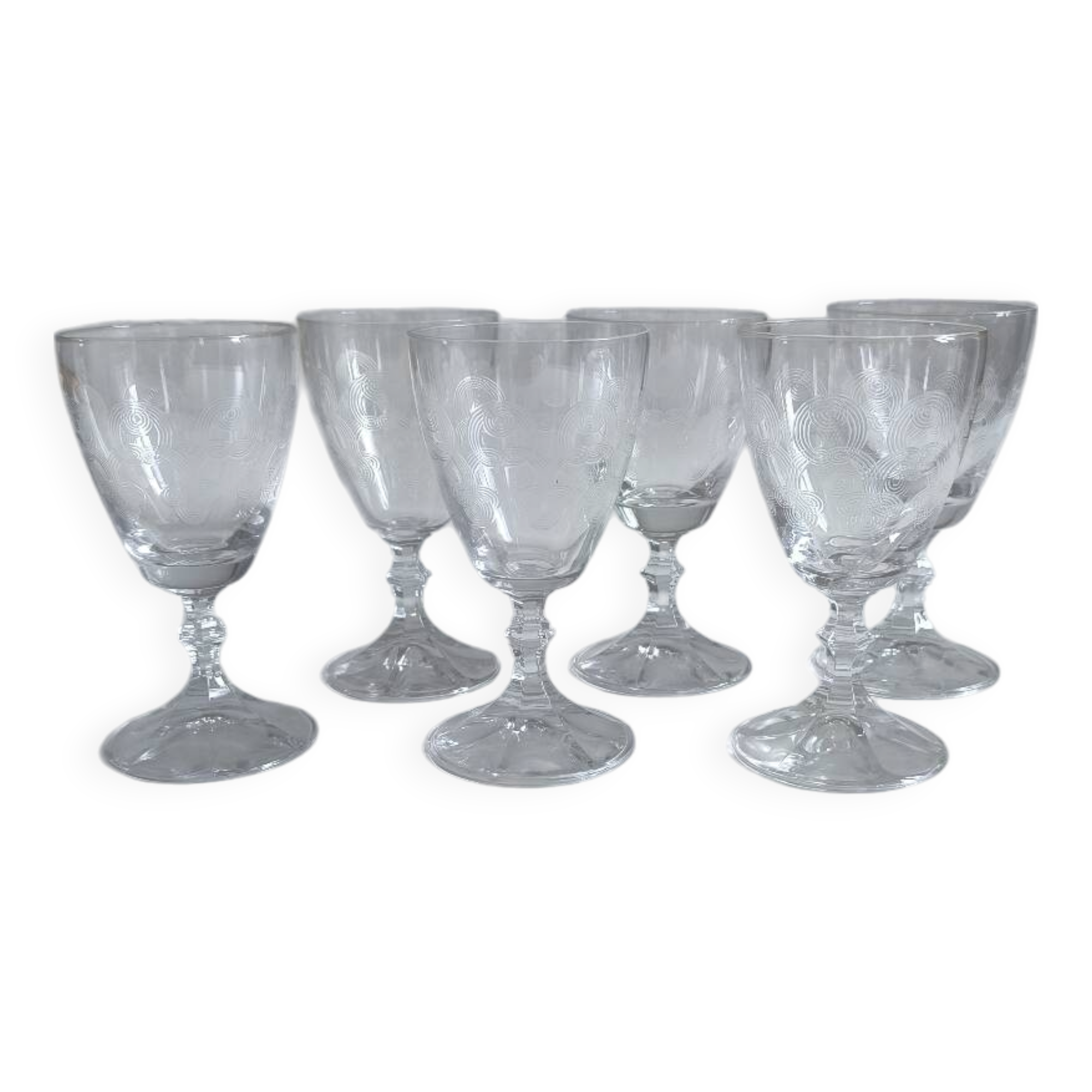 Set of 6 crystal wine glasses