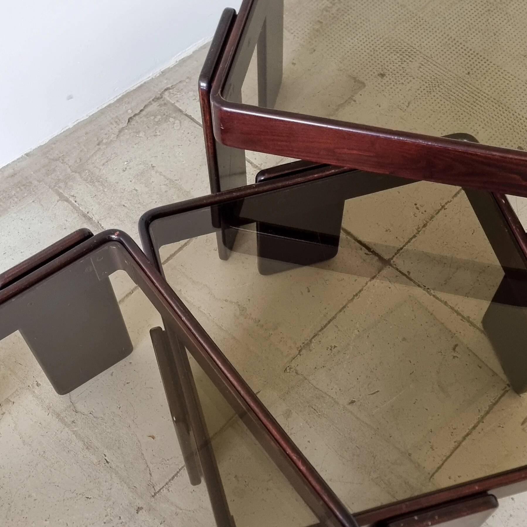 Stackable nesting tables by Gianfranco Frattini for Cassina (set of 3)