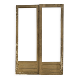 Double portes de passage en verre et sapin patiné, XXème siècle