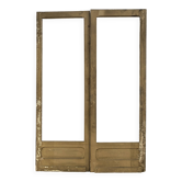 Double glass and patinated fir passage doors, 20th century