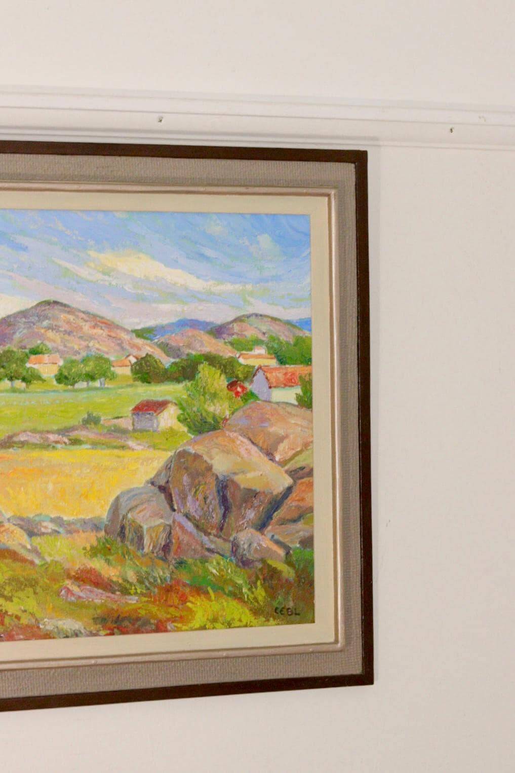 Original Swedish oil on canvas from the mid-century "Landscape" - Vintage and framed