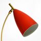 Rare Cosack Mid Century table lamp with red fine wrinkle finish and brass n