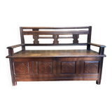 Breton safe bench in solid oak