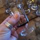 12 smoked glass stemmed glasses from the 70s and 80s.