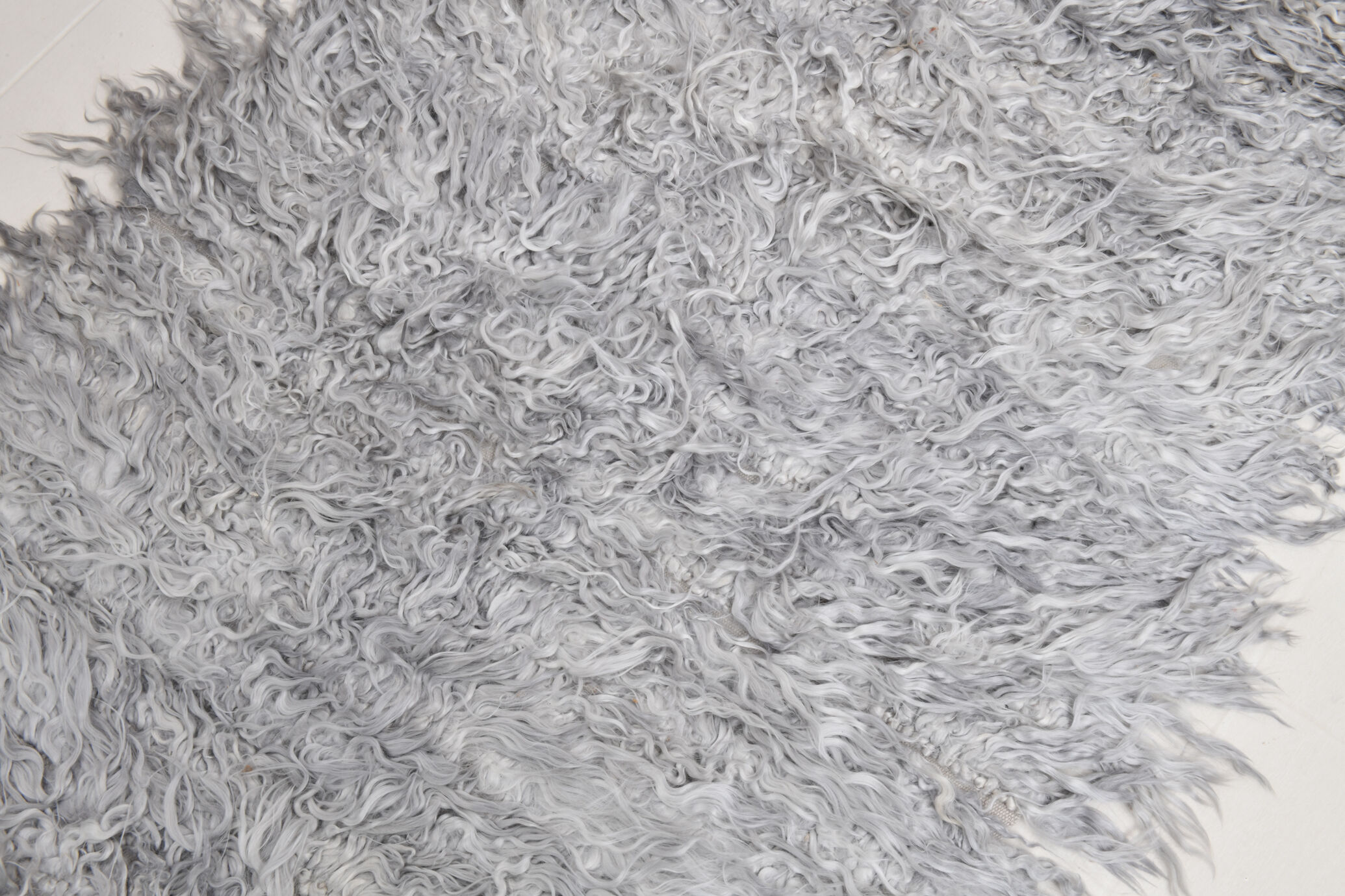 Wool gray turkish runner rug 262x96cm