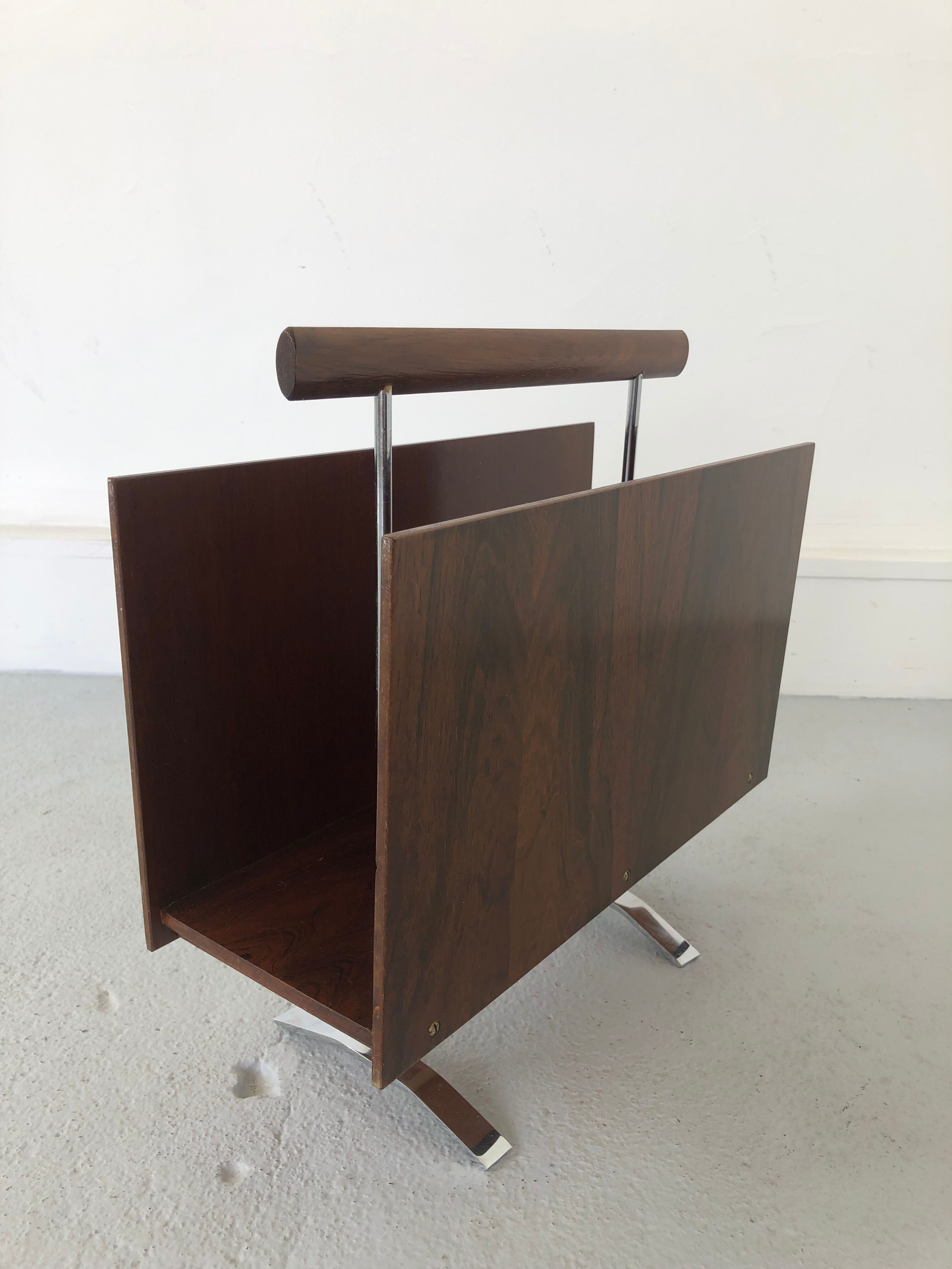 Vintage Magazine Rack in Wood, 1970s
