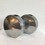 Series of two 70s style aluminum vases