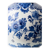 Pair of Royal Delft blue and white ceramic table lamps with new vermilion silk shades.