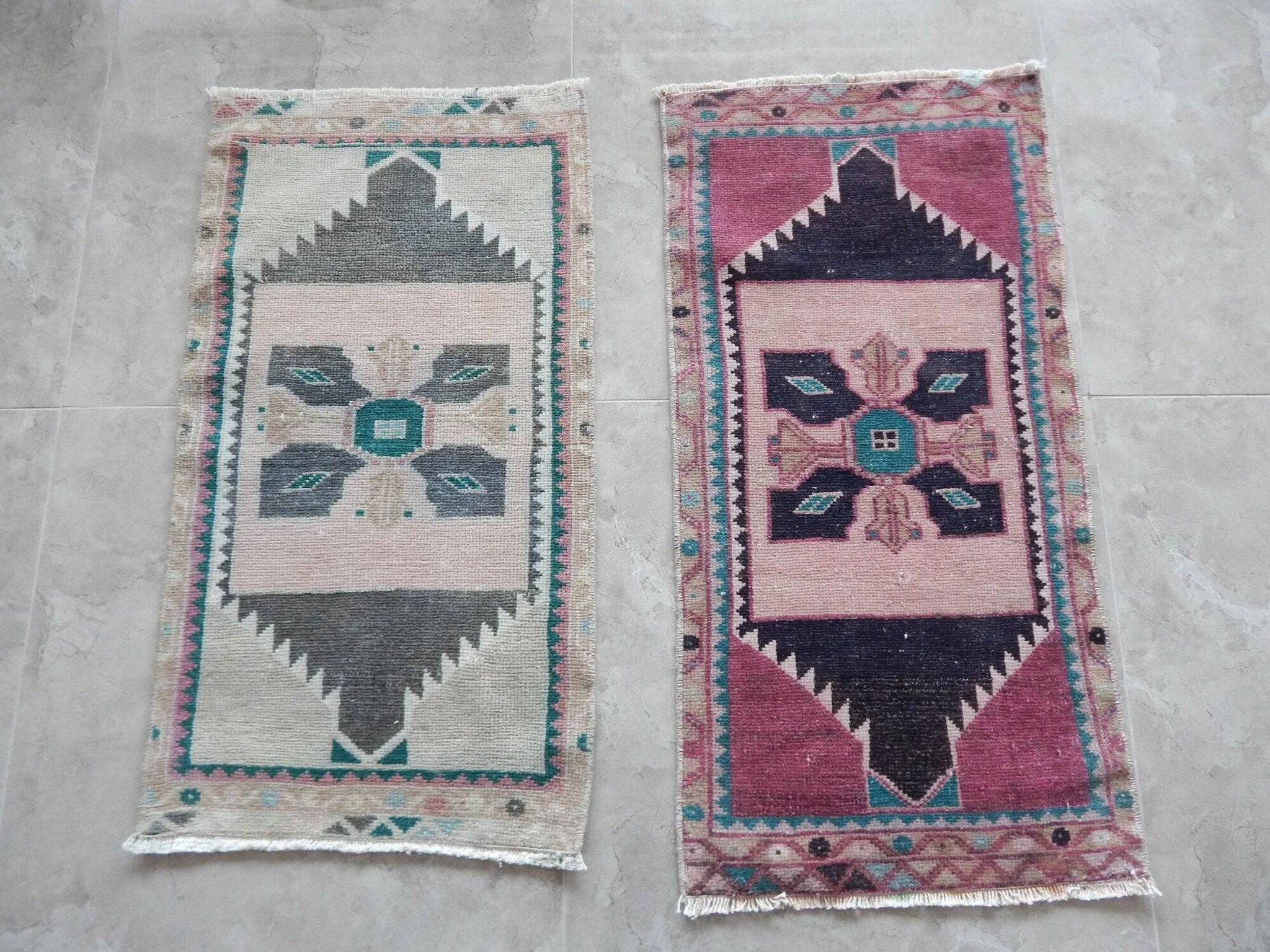 Lot de 2 tapis turcs vintage faits main