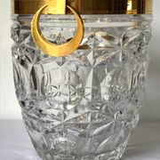 Champagne bucket in cut crystal, neck and brass handles