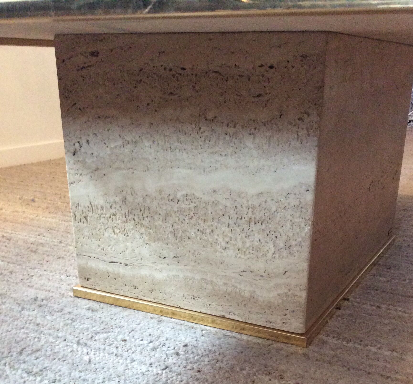 Travertine and brass coffee table by Fedam from the 70s