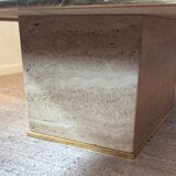 Travertine and brass coffee table by Fedam from the 70s