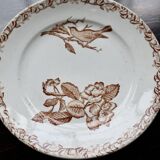 Onnaing ironstone dessert plate "Fleurs Jetées" brown
