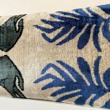 Ikat cushion in Persian elephant velvet