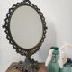 Old mirror on foot metal 30x46cm