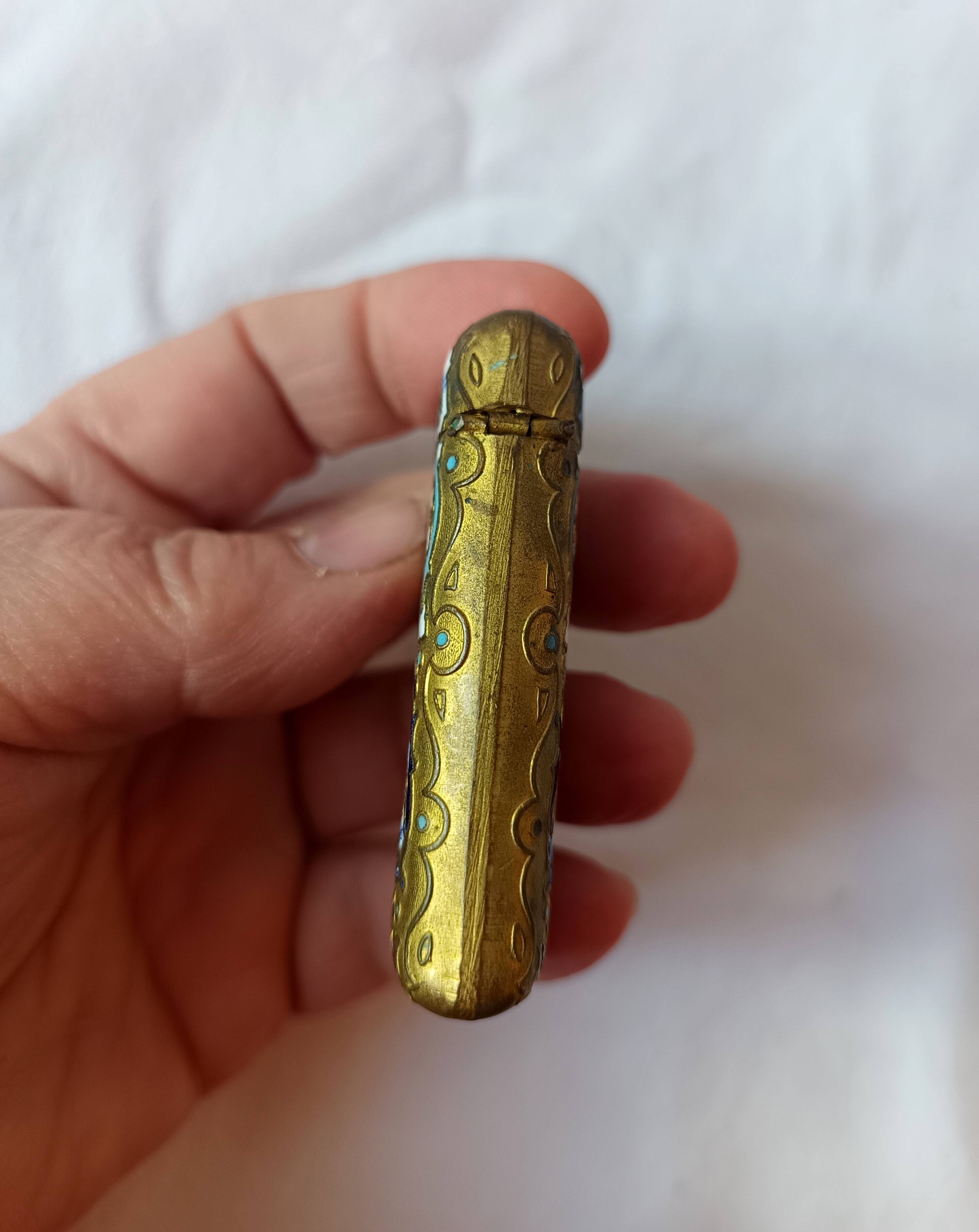 Ancien pyrogène émail cloisonné boite allumettes collection fumeur