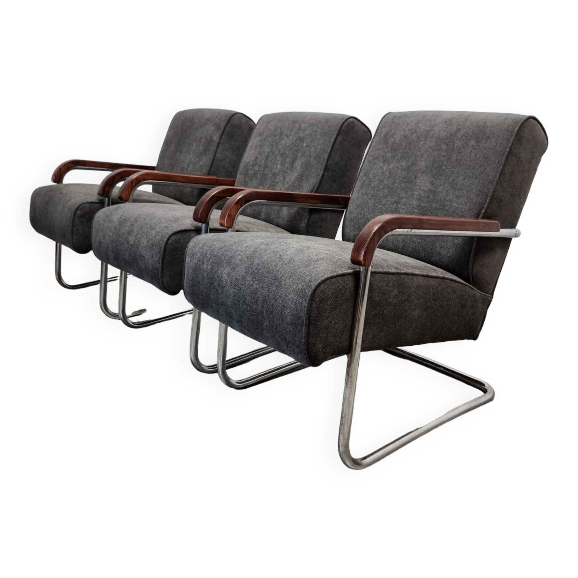 Tubular Armchairs by Anton Lorenz for Ton