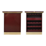 Burgundy lacquered wooden bar cabinet by designer Paco Rabanne.