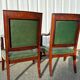 Paire de fauteuils de style Empire en acajou et cuir vert