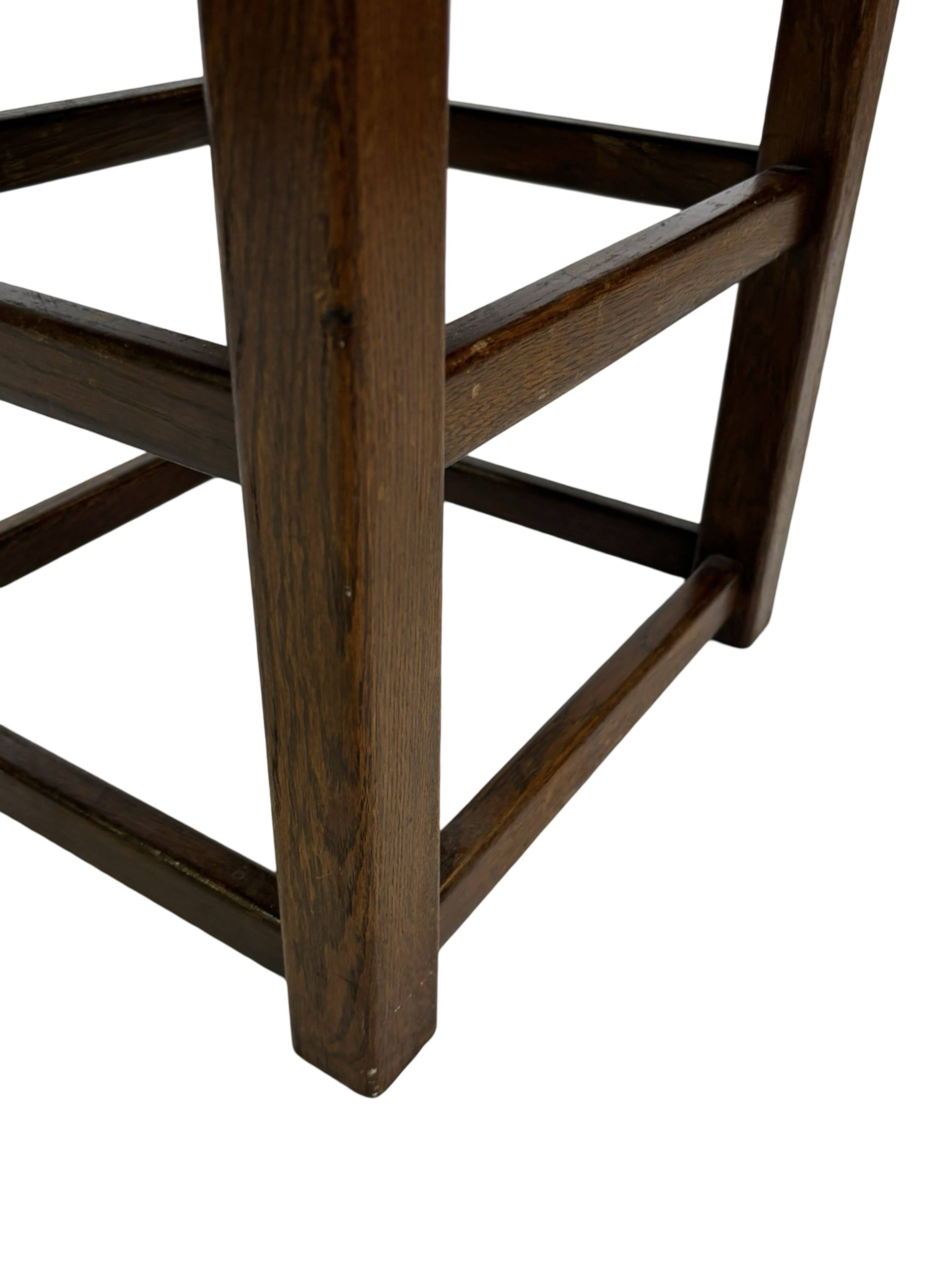 Vintage wooden stool straw seat 60s minimalist design