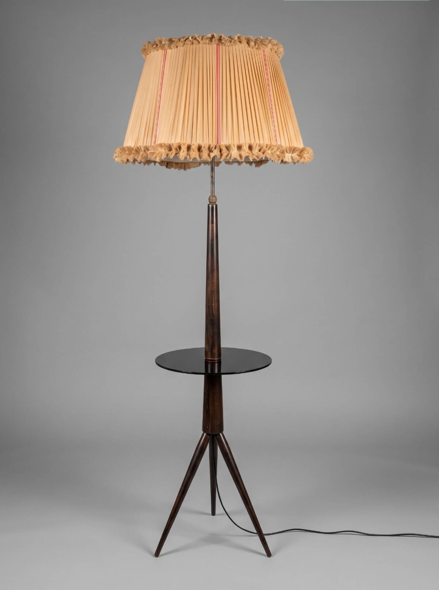 Mid-Century Modern Tripod Floor Lamp with Integrated Tray Table 1950s