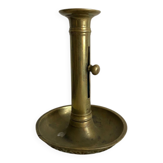 Gold-plated brass push-button candle holder