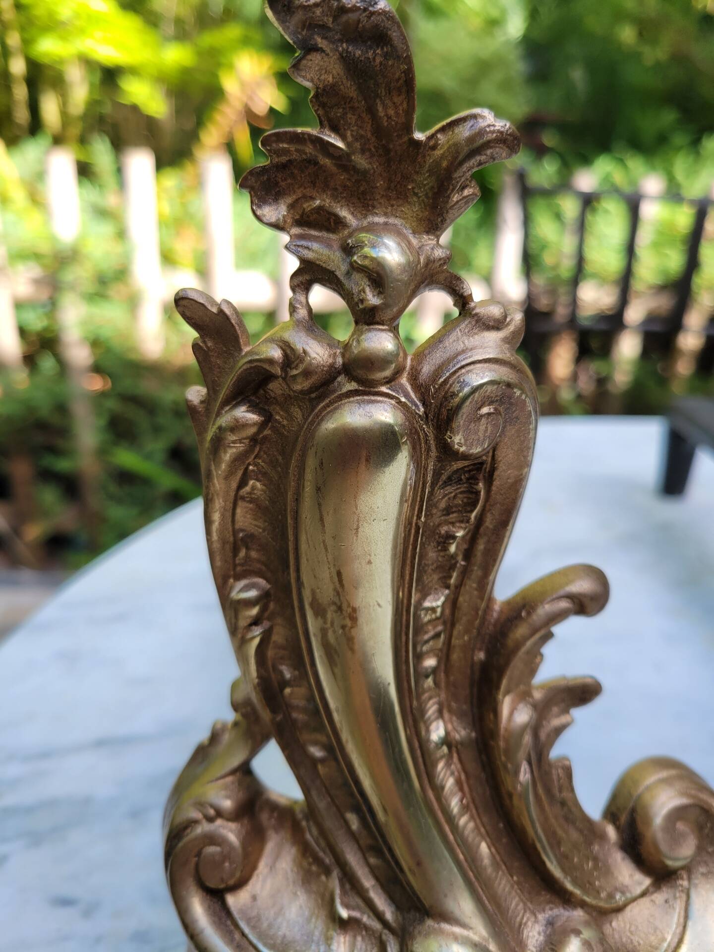 Pair of gilded bronze andirons Louis XV