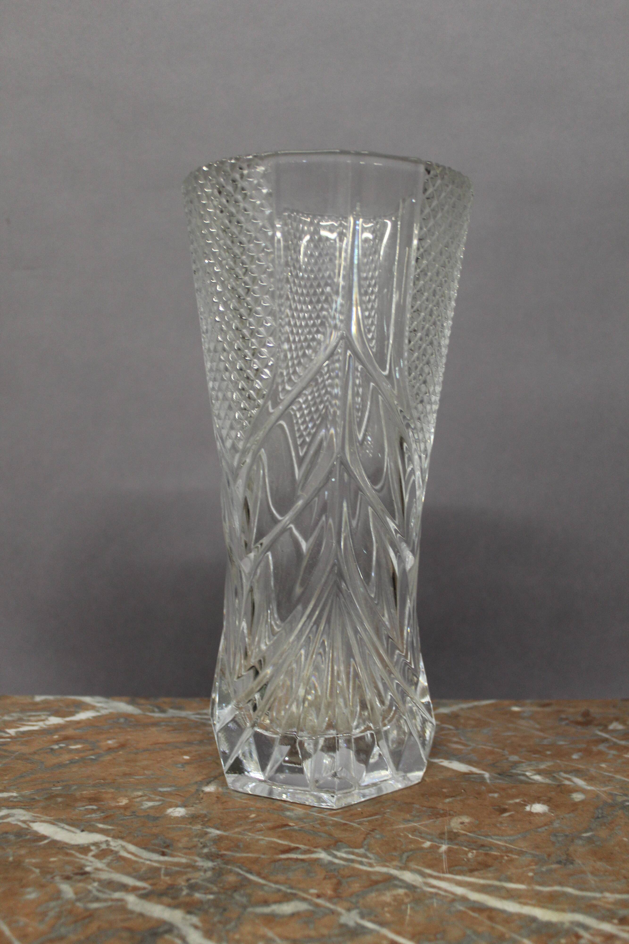 Grand vase en cristal taillé Cristal d'Arques 1950