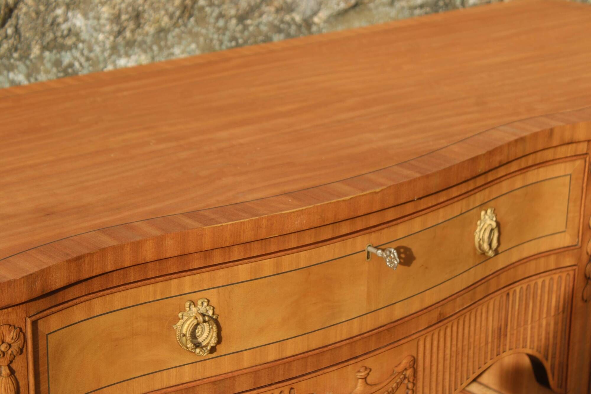 English-made enfilade in Louis XVI style with light wood veneers.
