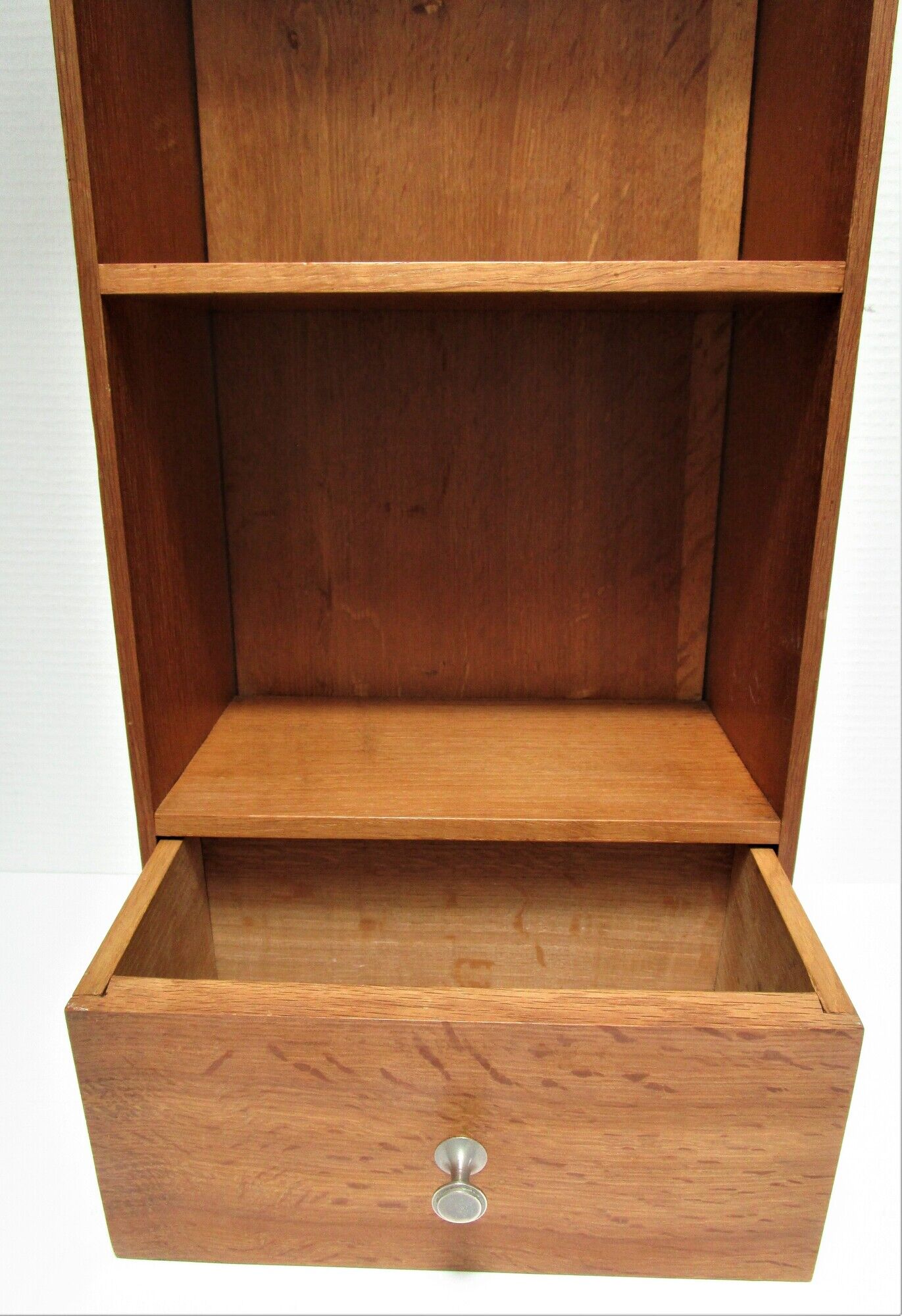 Wall shelf solid wood two niches a vintage drawer