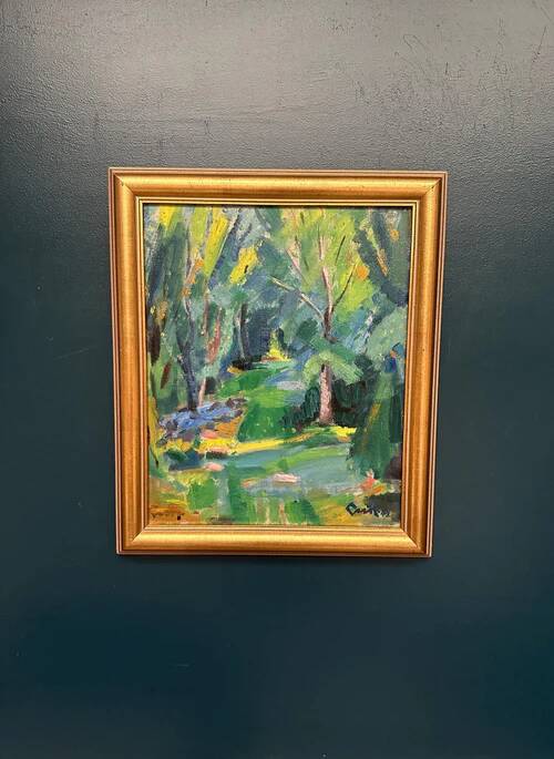Original Swedish Oil on Panel – “Forest” by Gerhard Lundberg – Dated 1943