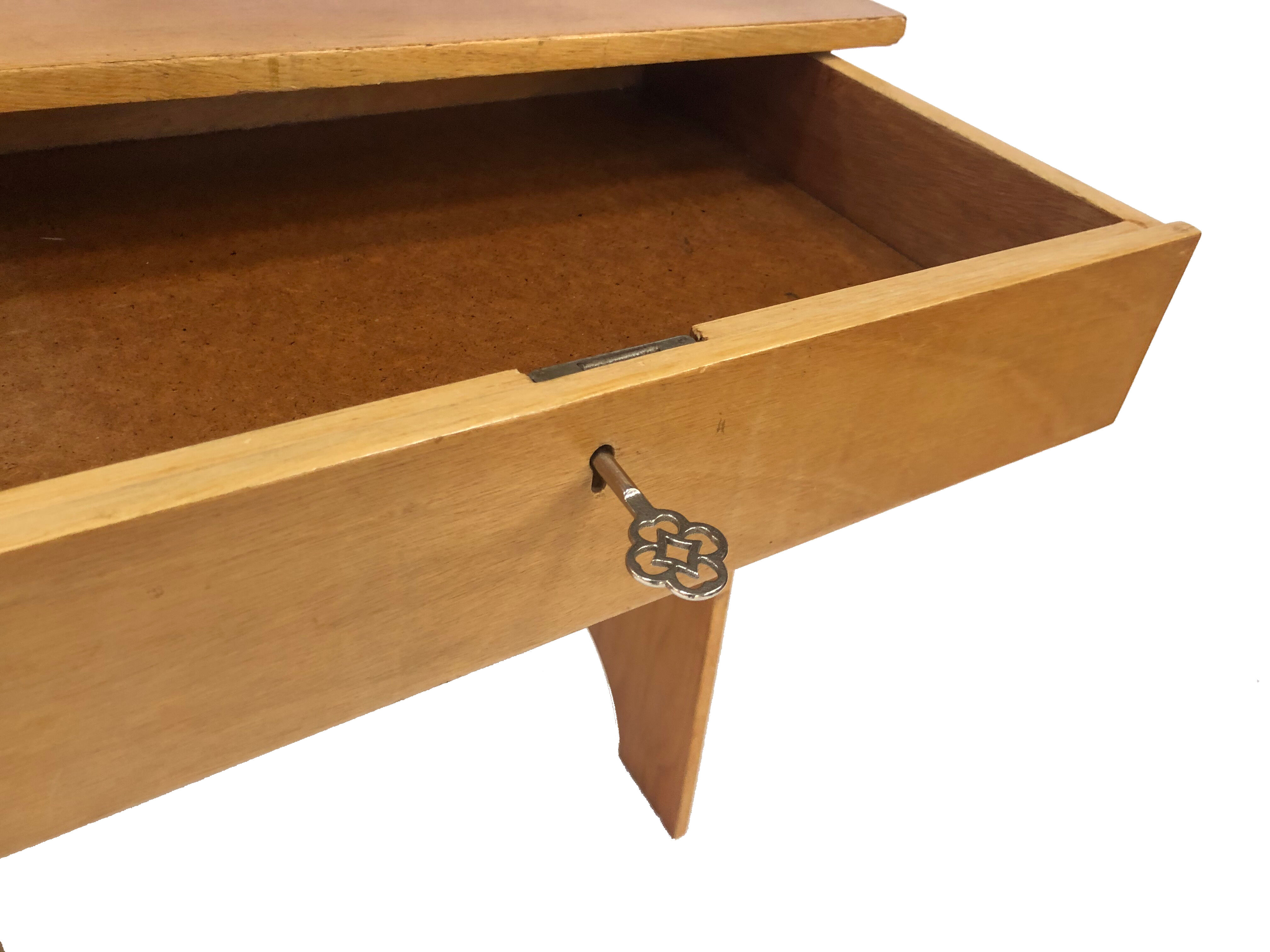 Art deco birch wood compact desk 1960