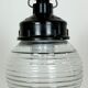 Industrial bakelite pendant light with ribbed glass, 1970s