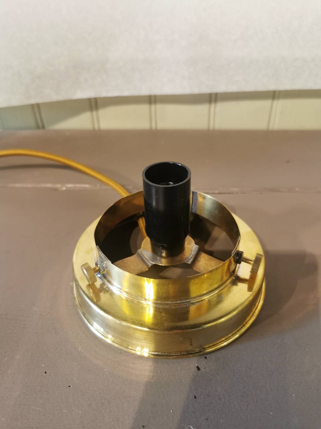 Art Deco glass and brass ball lamp