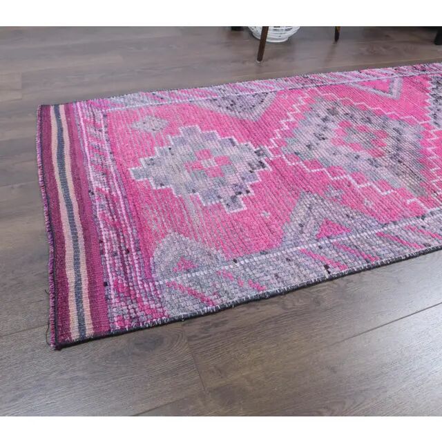 Vintage Turkish Handmade Wool Runner 79x420