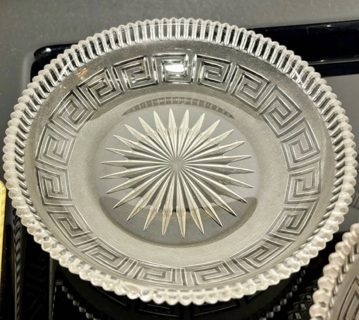 4 Baccarat plates in Greek key pattern 19th century