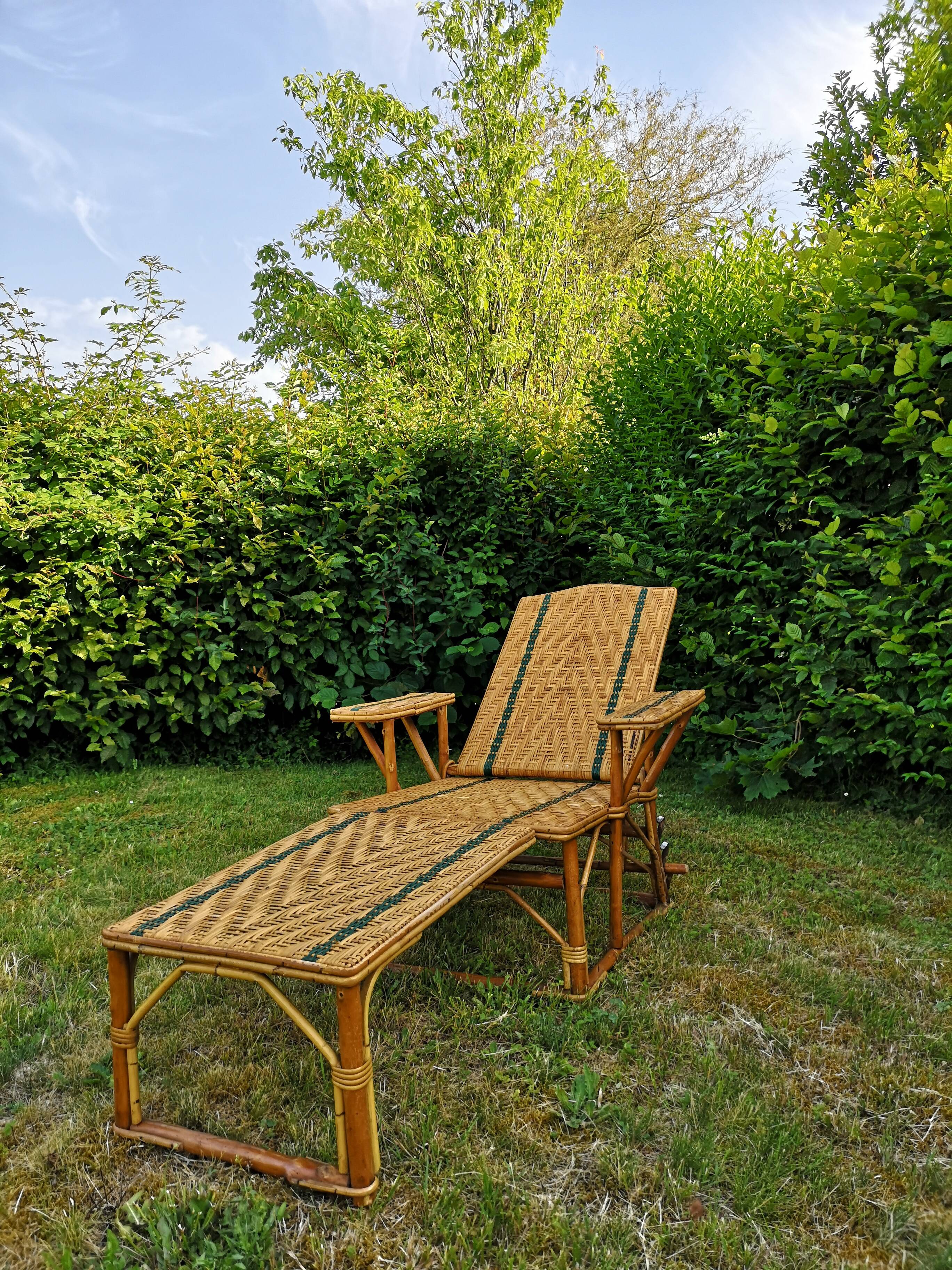 Long rattan chair - bamboo