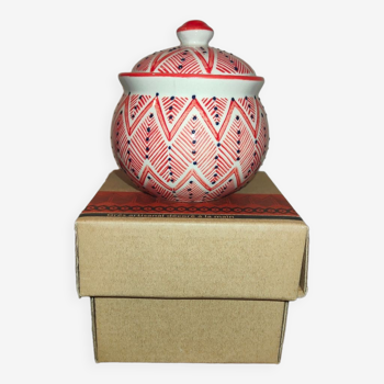 Santa Fe Table Passion sugar pot in hand-decorated artisanal stoneware