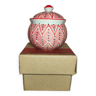 Santa Fe Table Passion sugar pot in hand-decorated artisanal stoneware