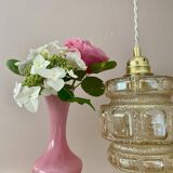 Vintage globe pendant light in amber glass