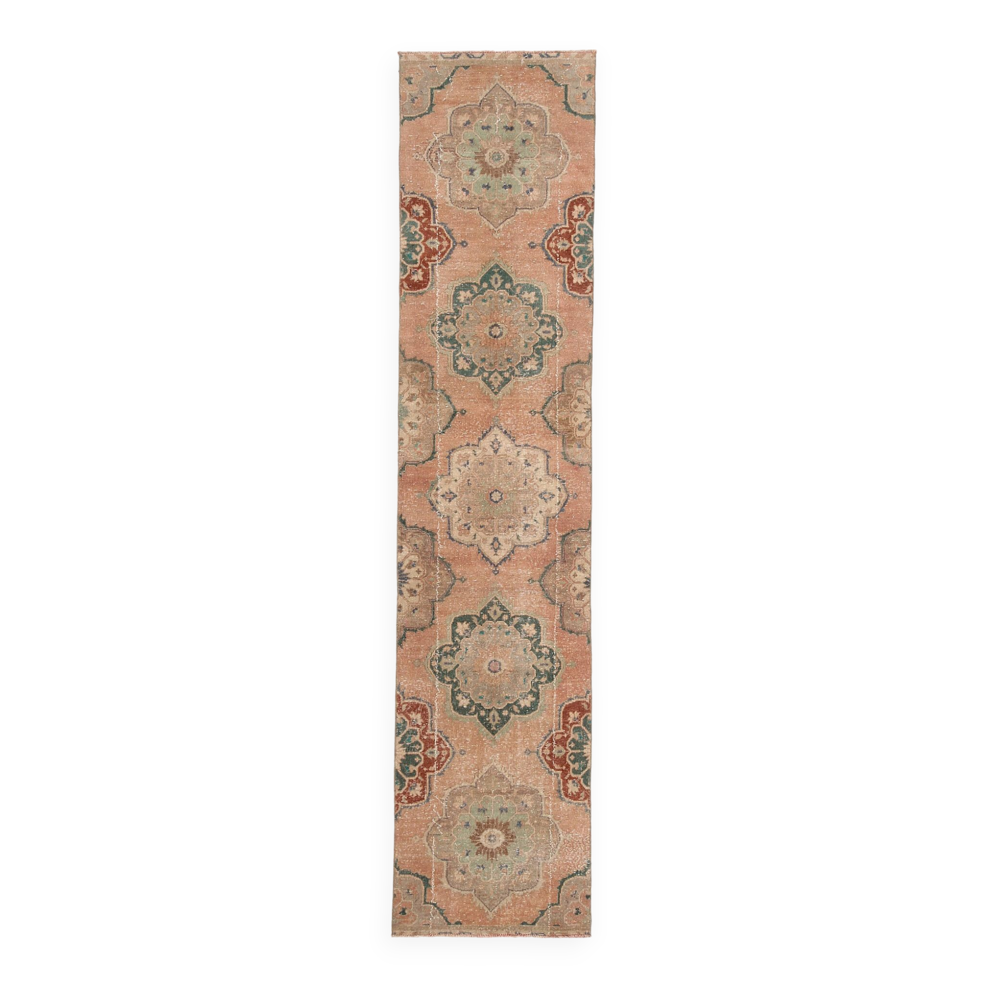 3x12 Soft Wool Pale Red Turkish Vintage Runner Rug