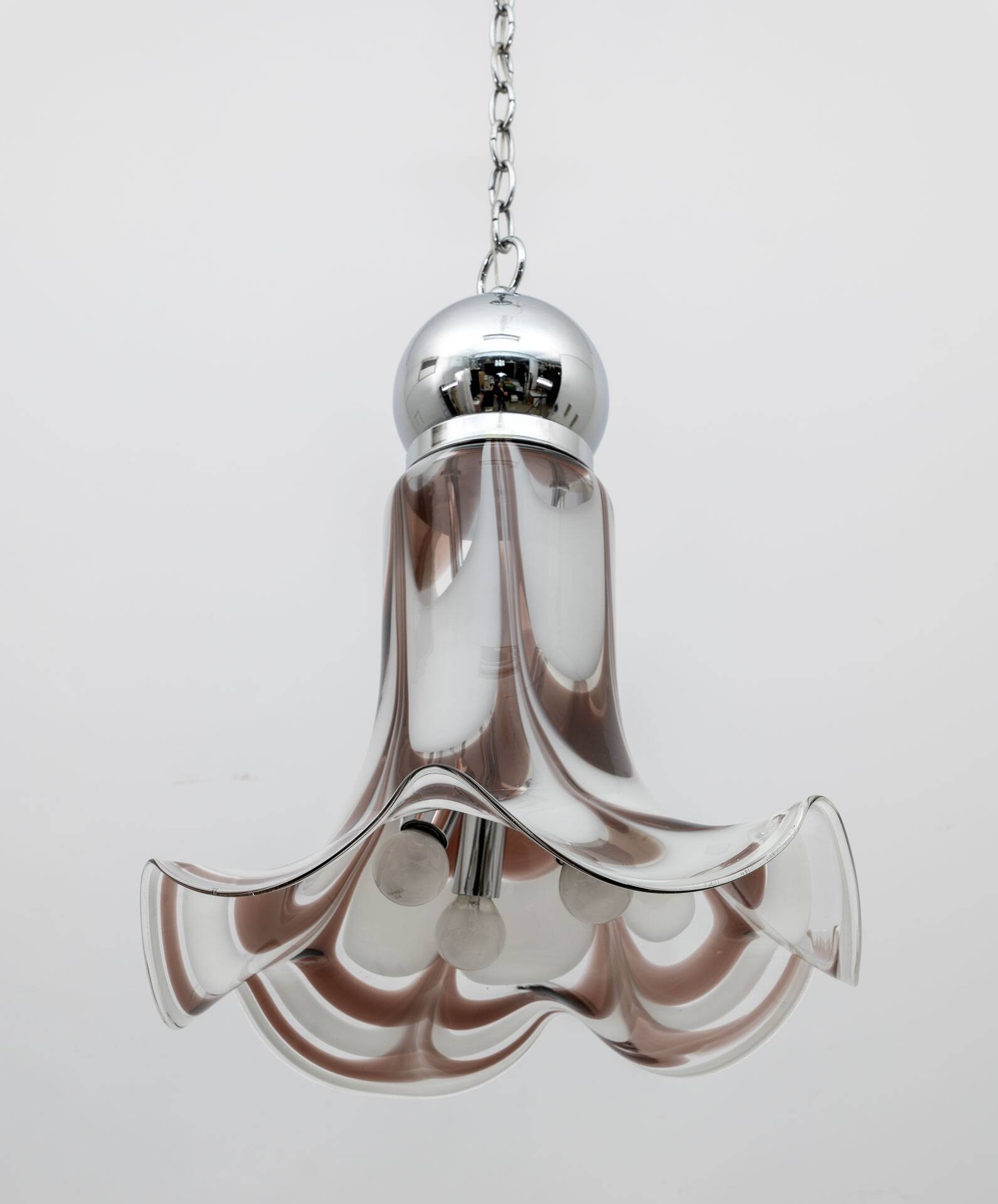 AVMazzega Mid-Century Modern Italian Murano Glass and Steel Pendant, 1970s