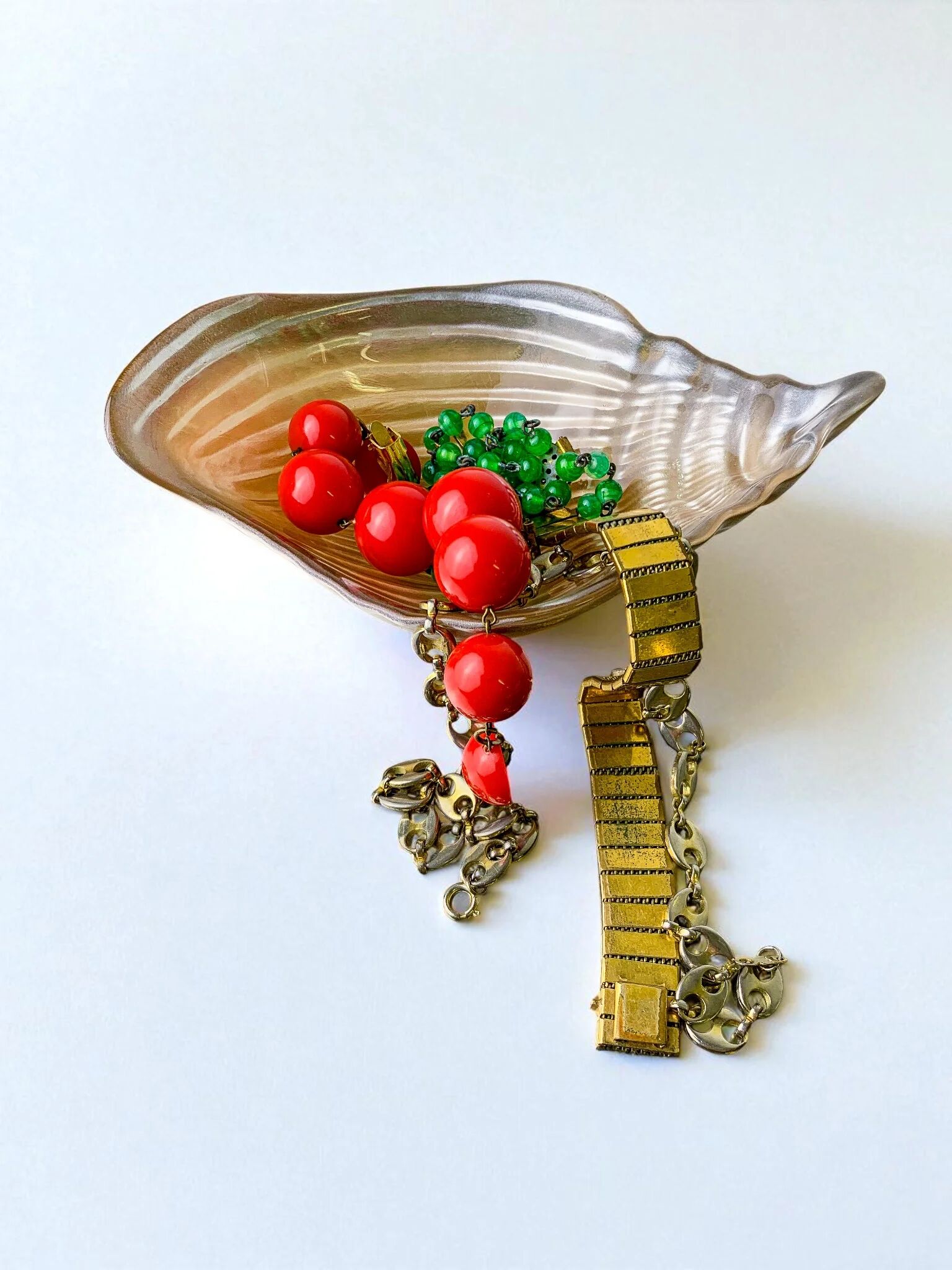 Murano glass shell catchall, Italy, 1980s