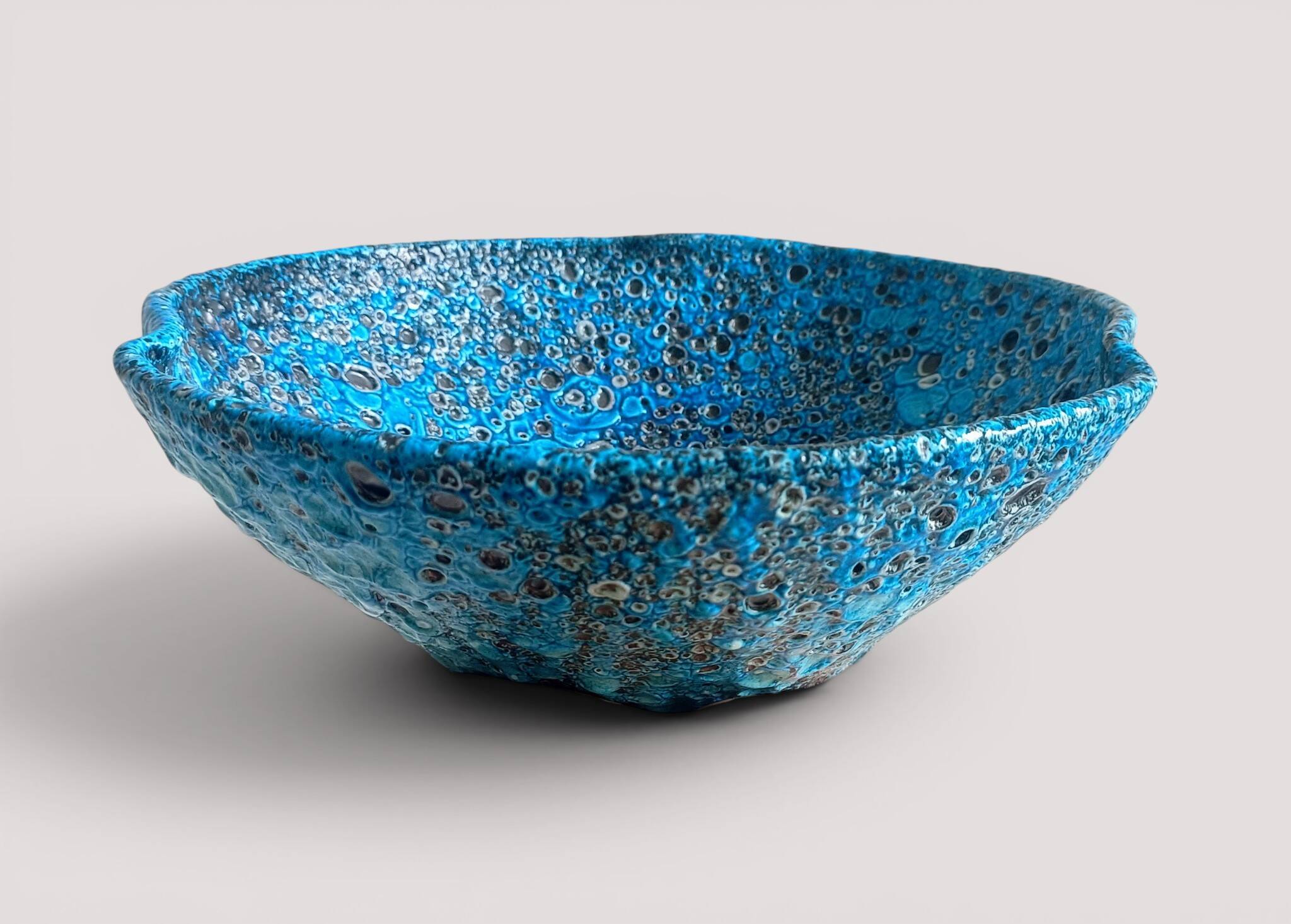 Turquoise ceramic fruit bowl by Charles Cart Vallauris, circa the 1960s.