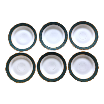 Set of 6 plates 19th green and gold edge